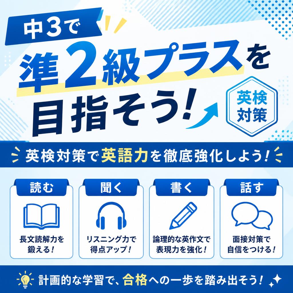 中3で準2級プラスを目指そう！英検対策で英語力を徹底強化しよう！