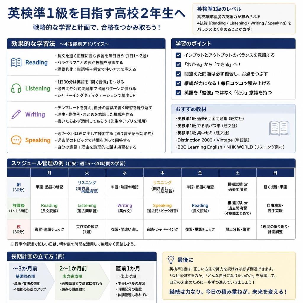 英検準1級を取得するための学習法