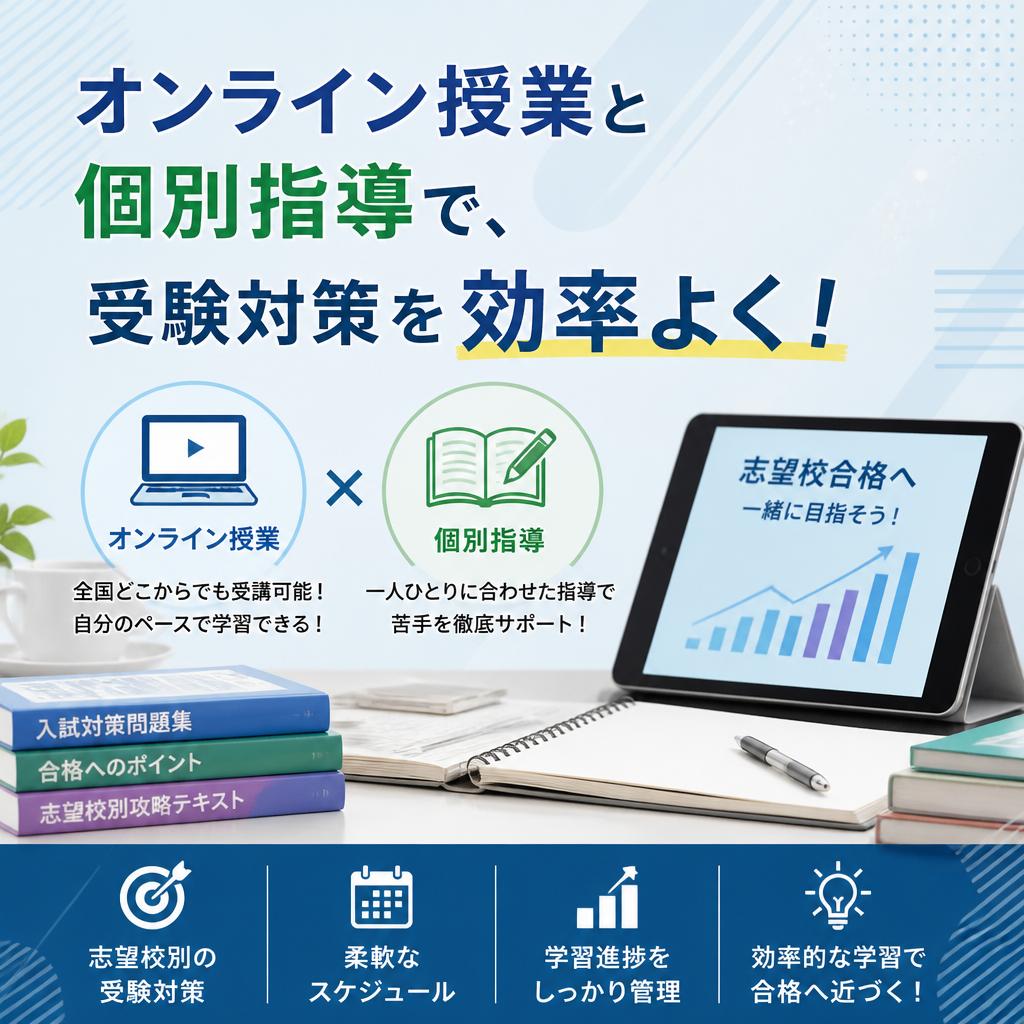 オンライン授業と個別指導で、受験対策を効率よく！