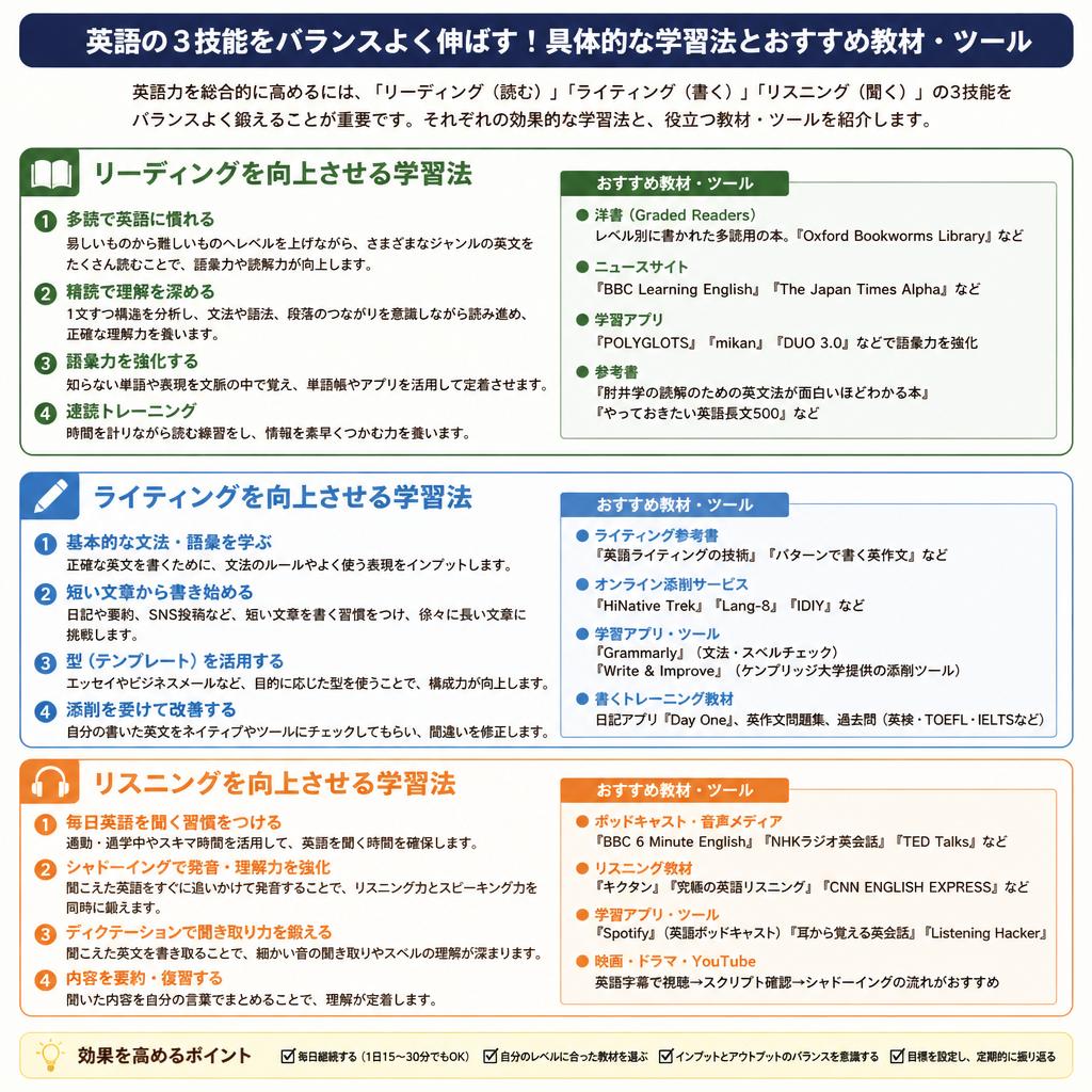 英語力向上のための具体的な学習法