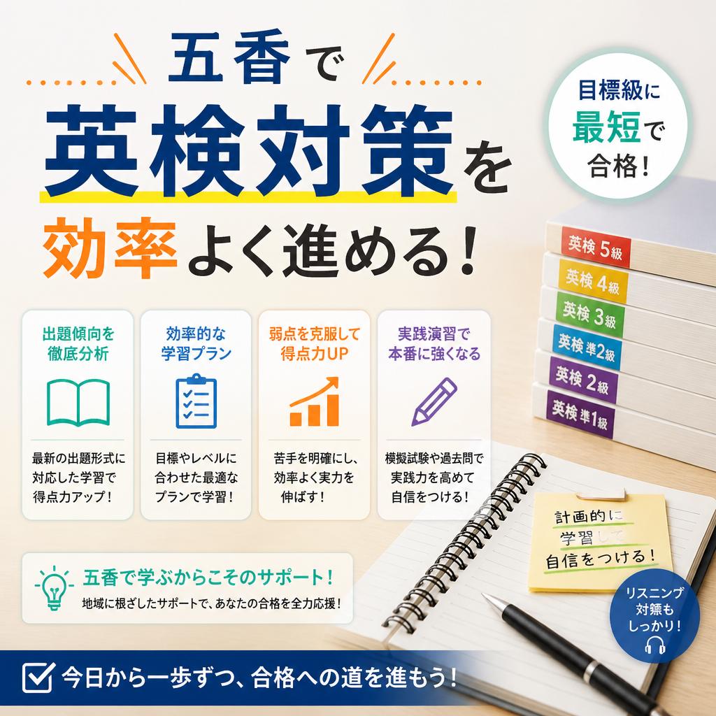 五香で英検対策を効率よく進める！